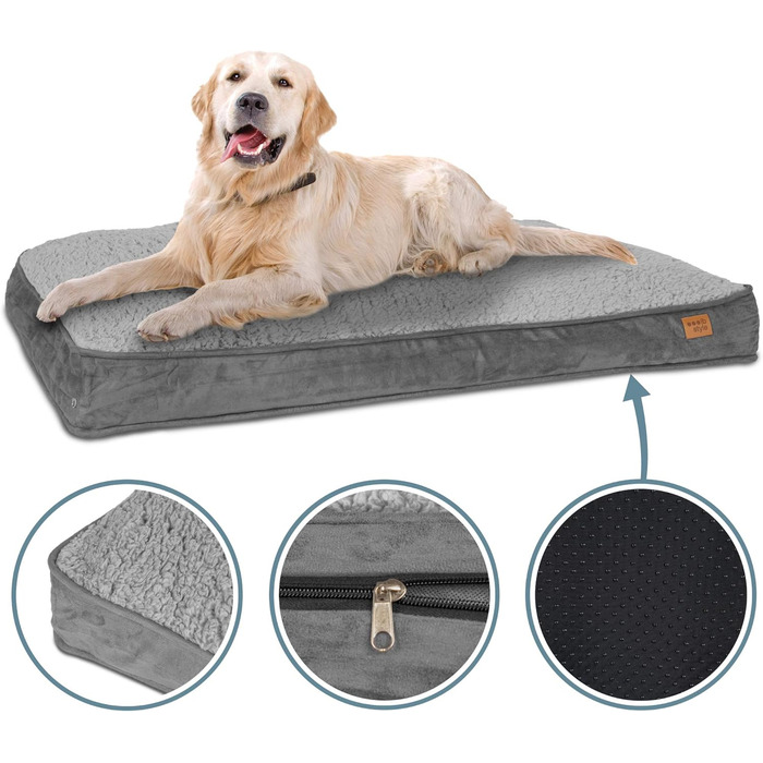 Килимок для собак ib style Dreams, м'яке ліжко для собак, килимок для сну, середні породи, зручне ліжко, знімний чохол, сірий, 100x68 см