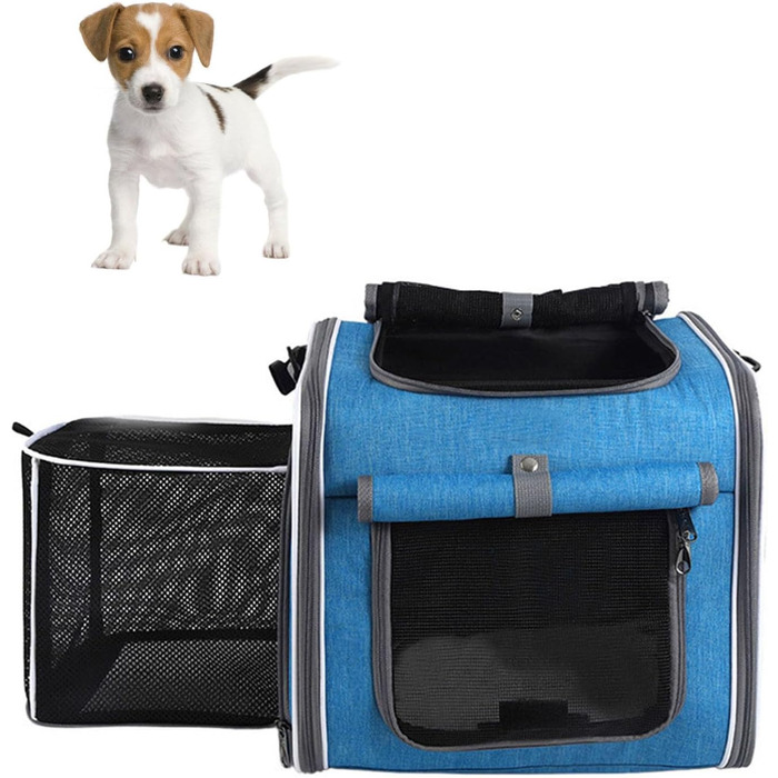 Кошик для собак Dpofirs, розширюваний, легкий, водонепроникний, для маленьких собак, з 4 сітковими вікнами, для їзди на велосипеді, для серферів, з швидкою фіксацією на кермі для легкої установки, підходить для (Блакитний)