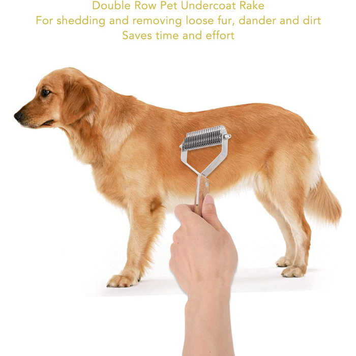 Гребінець для підшерстка собак та котів - для вичісування, видалення ковтунів, дворядний дерев'яний гребінець, щітка для грумінгу котів та цуценят