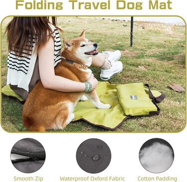 Водонепроникний килимок для собак Zjyufy, флісовий, для дому та вулиці, туристичний, складаний, для малих, середніх та великих собак, зелений