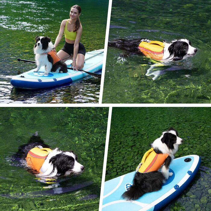 Спасальний жилет для собак великих порід, Ripstop, безпечний захват, регульований, для купання та водних прогулянок (жовто-помаранчевий, L)
