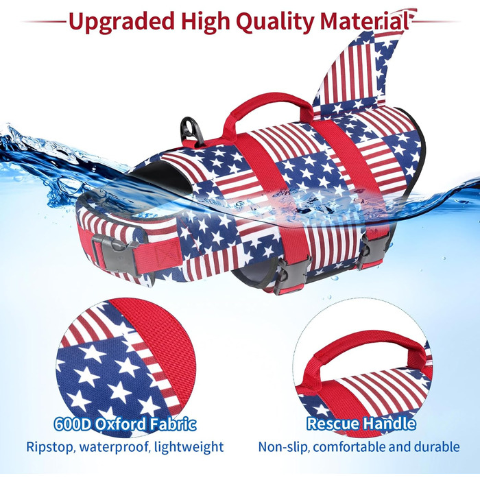 Жилет для плавання собак Malier, Ripstop, висока плавучість, для малих, середніх та великих собак, яскравий, рятувальний, в клітинку, розмір Small