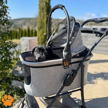 Візок для собак 2-в-1 CECE з переносною коробкою | Складаний візок-коробка для собак сірого кольору з додатковим кошиком для покупок та аксесуарів