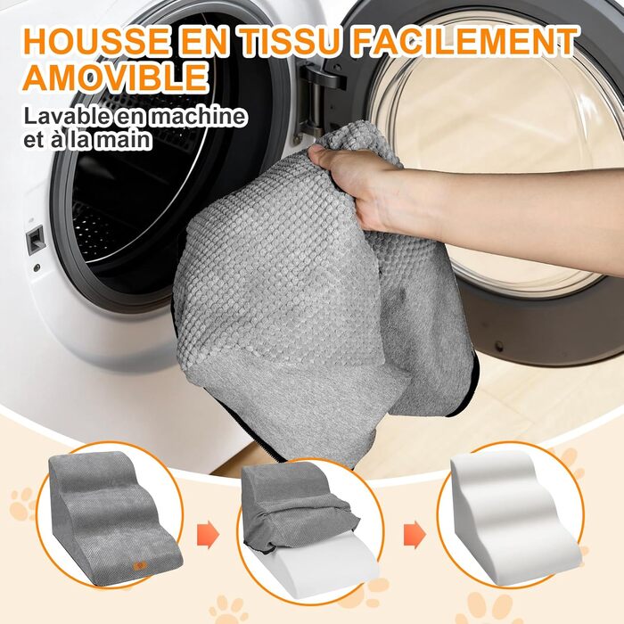 Сходинки для собак Masthome: 3 ступені, 40 см, для маленьких собак та котів, сірі, з губки