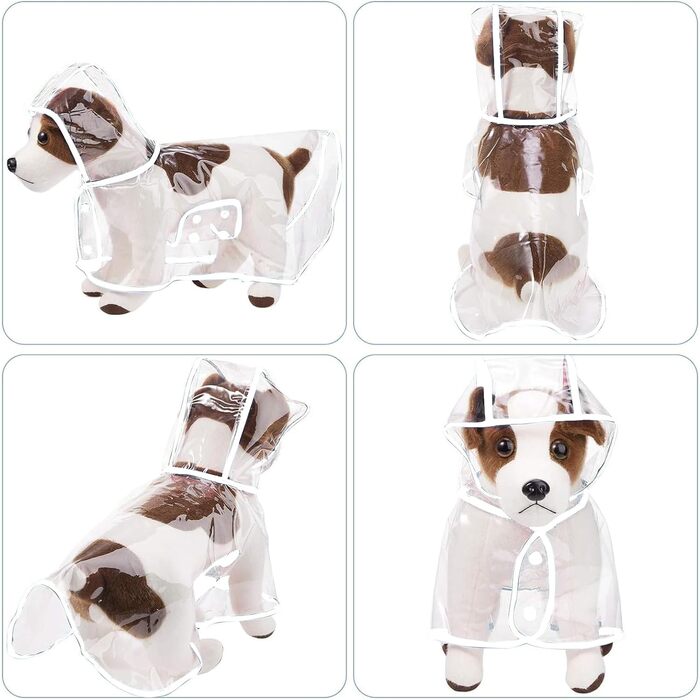Дощовик для собак PETCUTE, водонепроникний, з капюшоном, PVC, дихаючий, з кнопками, для середніх та великих собак (6XL, білий)