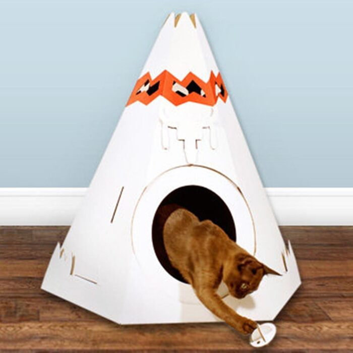 Котячий будиночок-кігтеточка з картону | Іграшка для котів | Котячий дім | Котячі меблі | Котяча кігтеточка Tipi