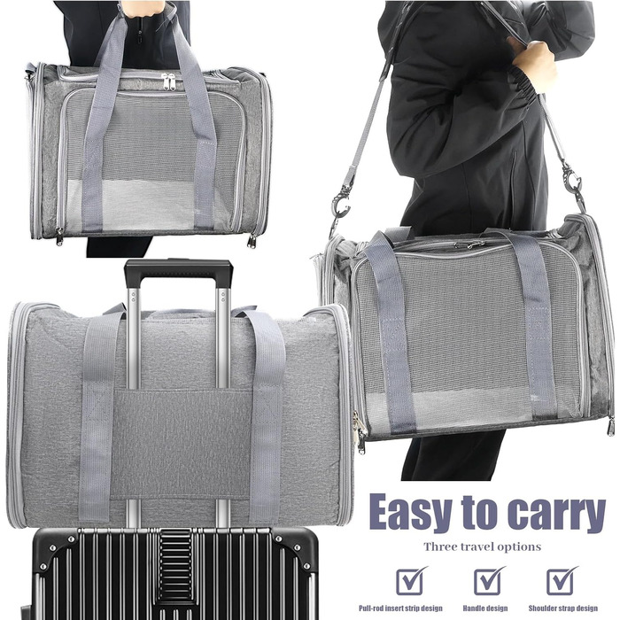 Транспортна сумка для кота/собаки: переноска для тварин, складана, сіра, 45x30x30 см