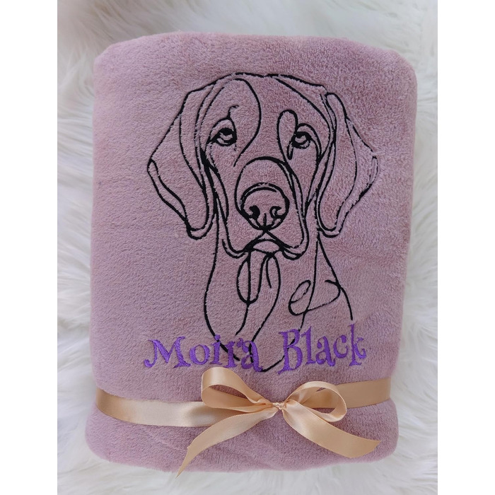 Персоналізована ковдра для собак з вишивкою породи та імені. М'яка ковдра для цуценят та дорослих собак. Підходить для дому, машини та дивана. Розмір 130x170 см, рожева, придатна для прання. Подарунок для власника собаки.