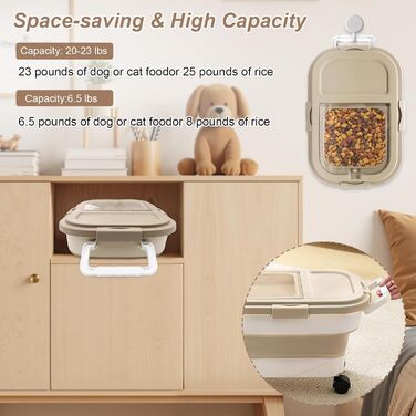 Контейнер для корму для собак та котів, 10 кг, повітряний, BPA-Free, з колесами