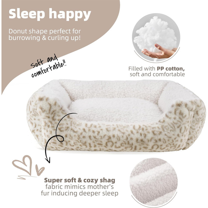 М'яке ліжко для собак Roypet з антиковзким покриттям, для цуценят, собак та котів, прямокутне, з матрацом, колір кремовий, розмір L