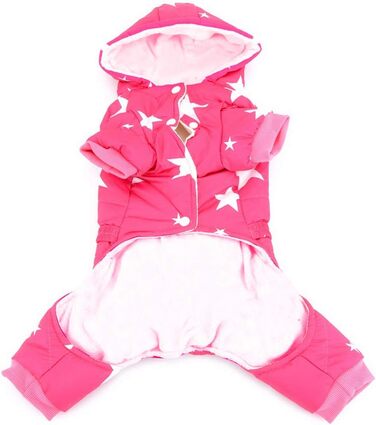 Зуєна - зимовий теплий куртка для собак маленьких порід з капюшоном, флісовою підкладкою та зірковим ремінцем. Водонепроникний костюм для собак, теплий одяг для собак, капюшон, пуловер, комбінезон для котів, цуценят, чихуахуа. Розмір L (XL, спина: 35 см; 