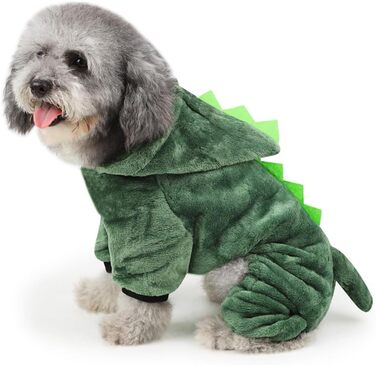 Костюм для собак FRCOLOR (зелений, L) - 3 шт. Динозавр, теплий матеріал, для свят та фотосесій