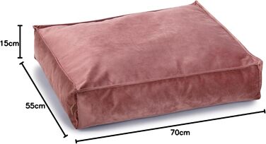 Подушка для собак Lotte Nalino, велюр, сіра (рожева), 70x55x15 см