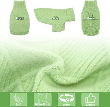 Пуловер для собак EMUST великих порід, еластичний, з рукавами, теплий роллік для осені та зими, зелений XL