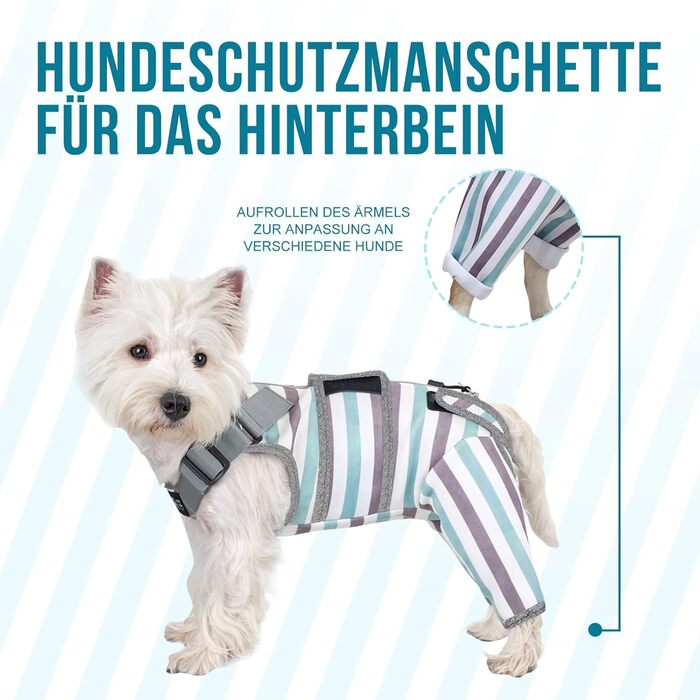 Комбінезон для собак після операції, дихаючий, для задніх лап, синій, XS (довжина спини 27-32 см, довжина лап 15 см)