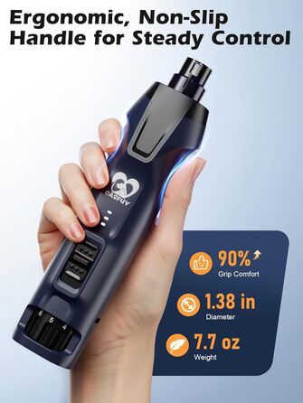 Електричний тример для собак Casfuy - 6 насадок, потужний, тихий, з LED-підсвіткою та збирачем пилу, 4.8V, для великих собак, блакитний