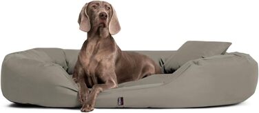 Ортопедичне ліжко для собак Tierlando® Sammy з віскоеластичним матрацом та високим бортиком з міцного поліестеру. Розмір: 140x105 см, колір: (34 Темно-бежевий, 170x110 см (внутрішні розміри: 120x85 см))