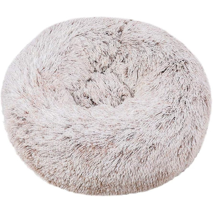 Кругла лежанка для собак Chickwin Chickw1 з м'якого плюшу, ковзаюча база, лежанка для котів, донат, розмір та колір обираються (50см, коричневий)