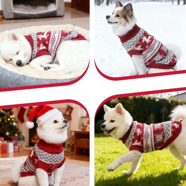 В'язаний собачий светр з коміром-стійкою, теплий та м'який, для відпочинку, котів та собак, зимовий одяг для собак, м'який в'язаний светр з новорічним оленем, розмір L 14