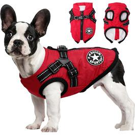 Теплий та водонепроникний зимовий одяг для собак, куртка з нашийником, відбиваючий, червоний, 5XL