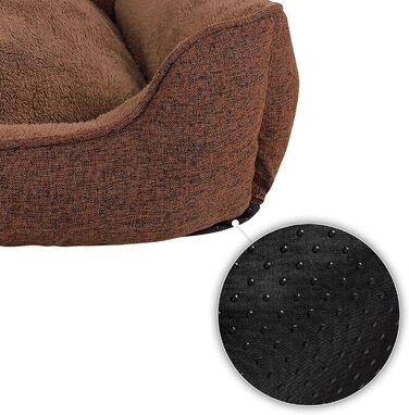 М'яке ліжко для собак та котів Lionto знімний чохол, 110x80 см, коричневе, з антиковзким дном