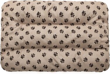 М'який лежак для собак, лежанка-софа для тварин, подушка для собак, корзина для собак, м'яке ліжко для собак, 90 x 60 см, бежевий, R1, з принтом лапок