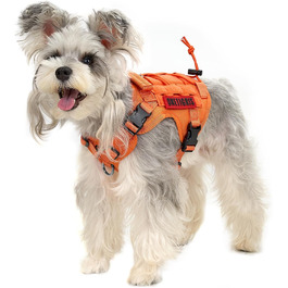 Тактична шлейка для собак OneTigris FIRE Watcher, помаранчева, XS, 1000D нейлон, Molle система, ручка, 2 D-кільця для повідця, для службових і домашніх собак