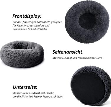 CALIYO Крісло-гніздо для собак та котів, середнього розміру, 70 см, темно-сірий. М'яке, зручне, миється, придатне для сушки.