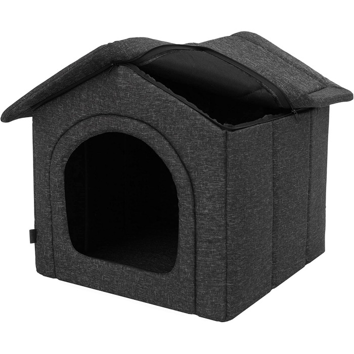 Будка для собак, вольєр, зона відпочинку: графітові екологічні шнури + чорний Оксфорд, R6: 72 x 76 см