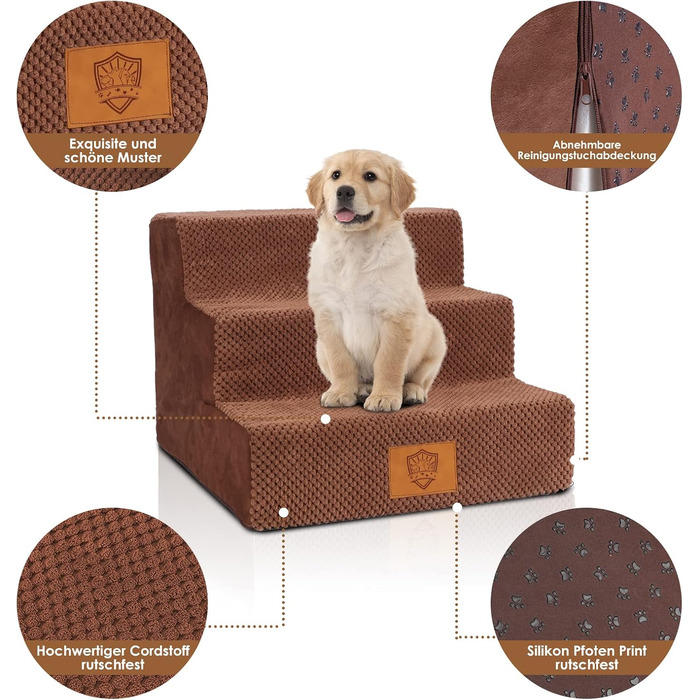 Сходинки для собак та котів Zvonema: 3 сходинки, антиковзкі, знімний чохол, для маленьких тварин