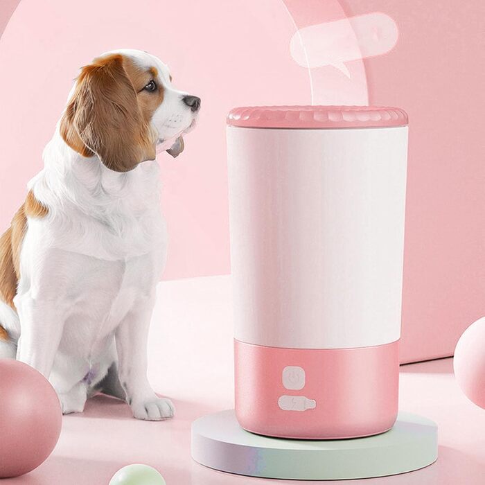 Електричний мийник лап для собак Asixxsix, портативний, USB, рожевий