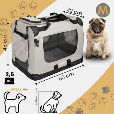 Складана переносна сумка-бокс для собак та котів Petigi (кремовий, M, 60x42x45 см)