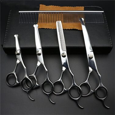 Набір професійних ножиць для грумінгу собак та котів, 4.5-6.5 дюймів, з безпечними закругленими кінцями, рожевий (чорний)