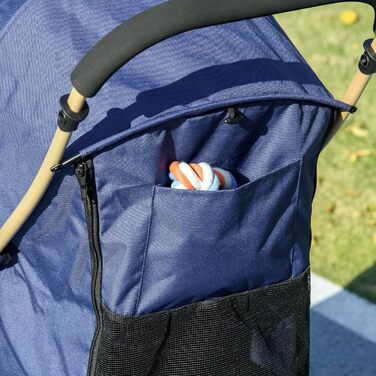 PawHut Buggy для собак, візок для тварин, складаний, з кошиком та гальмами, 80x44.5x97 см, темно-синій