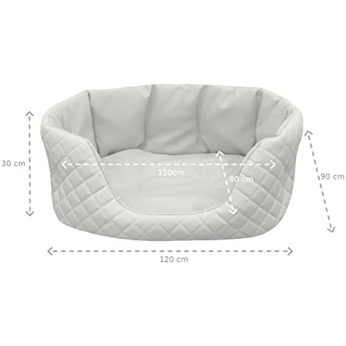 Ліжко для собак Juelle з штучної шкіри, велике, з м'яким лежаком, диван Queen S-XL (120x90 см, білий)