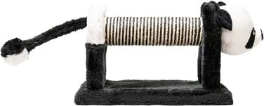 Дряпак для котів з сизалю та плюшу в формі панди, 56 x 18 x 18 см, чорний