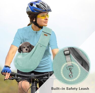 Переноска для собак Classycoo - дихаюча сітка, сумка для домашніх тварин, переноска для котів, з безпечною шнуркою, для тварин до 8 кг (М'ятно-зелений)