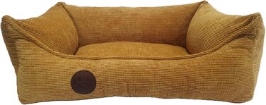 Ортопедичне ліжко для собак, сумісне з великими, середніми та маленькими породами, жовто-гірчичний колір, миється, розмір S (60x40x15 см)