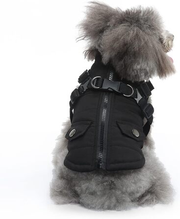Тепла куртка для собак, 2-в-1, без тяги, для цуценят та собак середніх розмірів, чорна