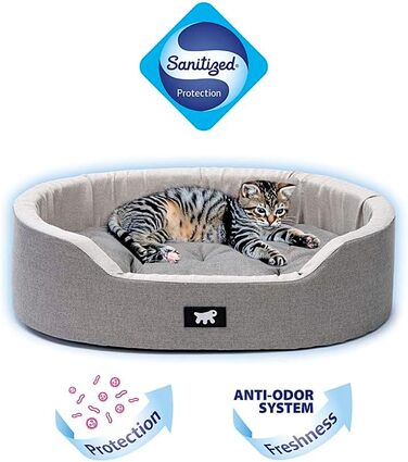 Крісло-ліжко для собак Ferplast - м'яке ліжко для маленьких собак з антибактеріальним захистом, бавовна, 55 x 41 x 15 см, сірий колір