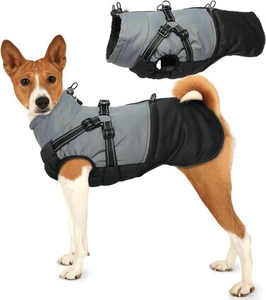 Водонепроникний зимовий теплий одяг для собак маленьких порід, чорний, розмір M