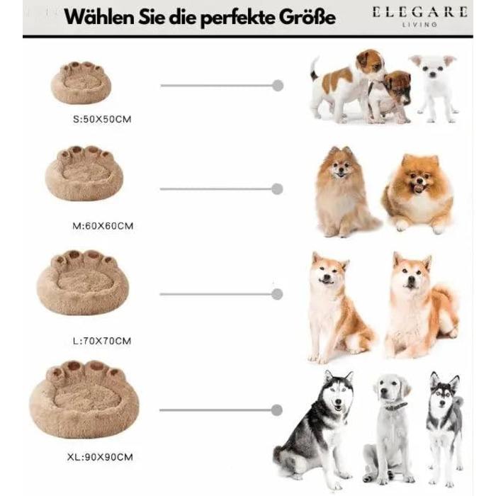SWZEC Elegare Lidi - Велике лежанка для тварин у вигляді лап (S - 50 см, Коричневий)