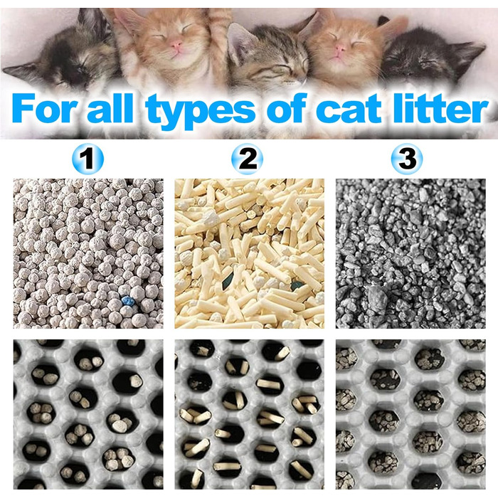 Килимок для котячого туалету 90x60 см, двошаровий, нековзний, з дизайном стільових сот, EVA матеріал, сірий