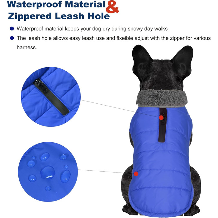 Зимовий теплий одяг для собак - водонепроникна куртка для холодної погоди, комфортна тепла одіяг для цуценят, собак, малих, середніх та великих собак (Блакитний, розмір 2XL)