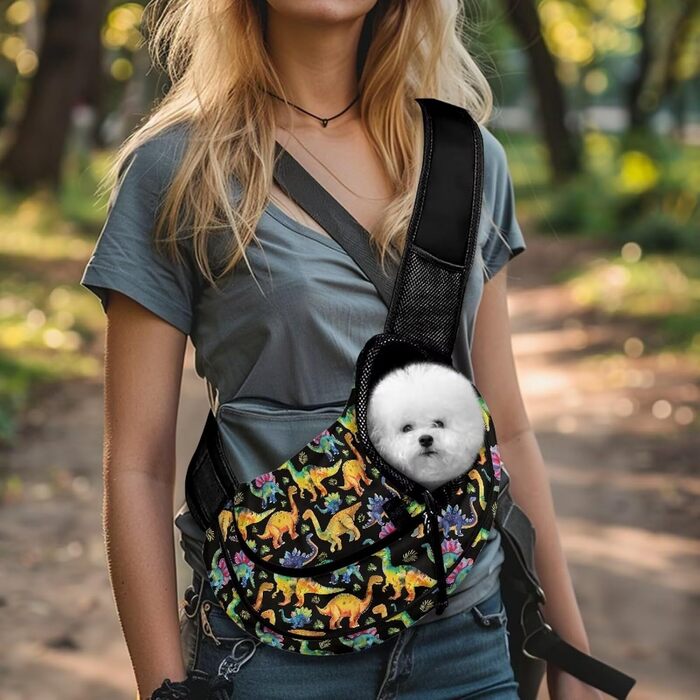 COEQINE Сумка-переноска для собак середніх порід, переноска для тварин, для цуценят, через плече, гаманець, з товстим наповнювачем, регульований плечовий ремінь для Йоркширського тер'єра, Чихуахуа (принт 