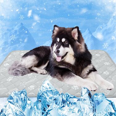 Кühlmatte для собак та котів MH MYLUNE HOME - термохромна охолоджуюча килимок, самоохолоджуюча, не слизька, водопоглинаюча, портативна, сіра, 110x80 см