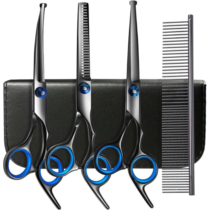 Набір професійних ножиць для собак та котів, нержавіюча сталь, безпечні кінчики, ножиці для фінальної обробки, гребінець для грумінгу