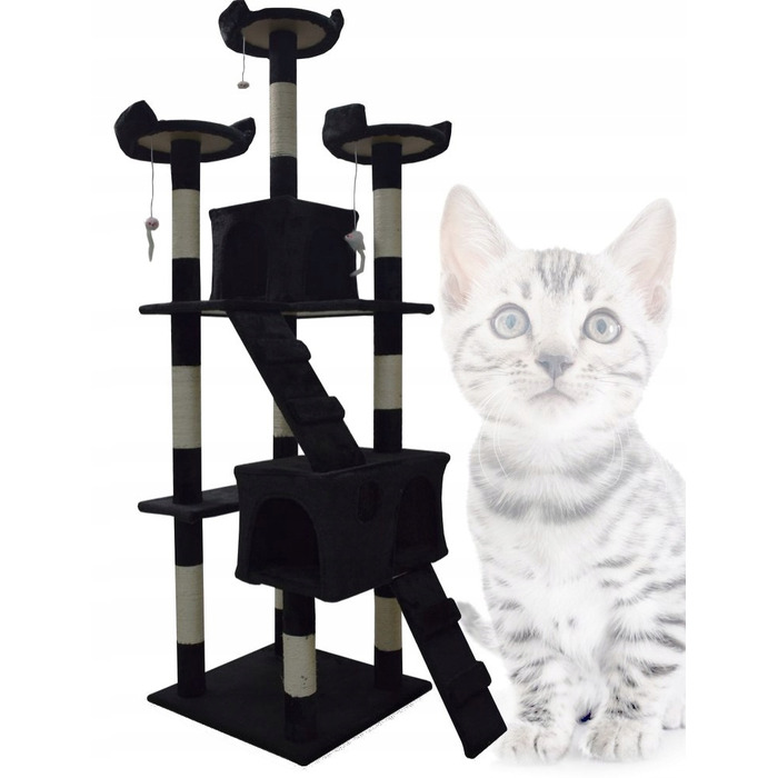 Високий когтеточка-комплекс Animel, чорний, 170 см, 7 рівнів, сизаль