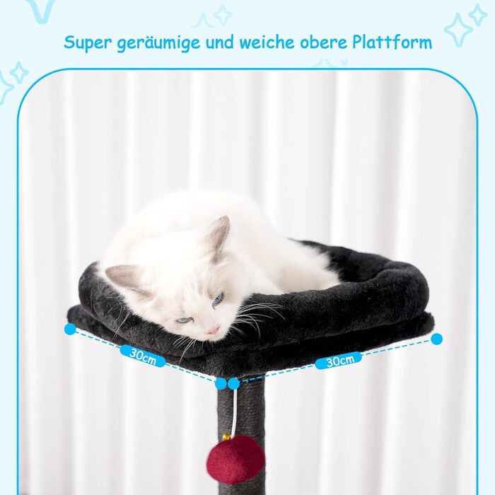 Котячий будиночок Hey-brother Kratzbaum 108 см: багатоповерховий котячий будиночок з подряпувальними стовпами, кошиком, просторим будиночком та іграшкою-помпоном, червоно-чорний MPJ007SBR