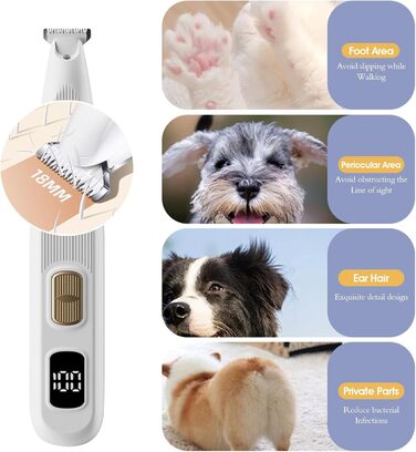 Триммер для собак PawTrim Pro: професійний, тихий, вологостійкий, з LED-дисплеєм для догляду за лапами, очима, вухами та обличчям